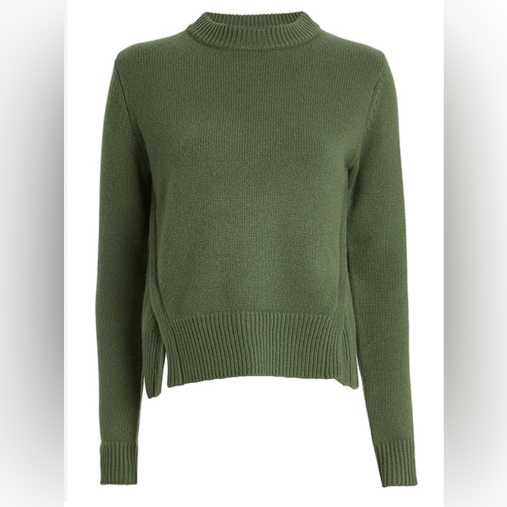 Tibi Forest Green Crew Neck Sweater